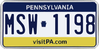 PA license plate MSW1198