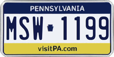 PA license plate MSW1199