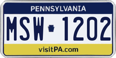 PA license plate MSW1202