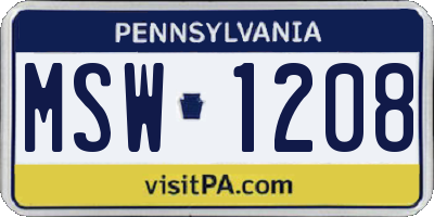 PA license plate MSW1208