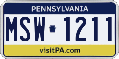 PA license plate MSW1211