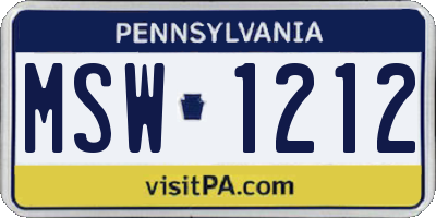 PA license plate MSW1212