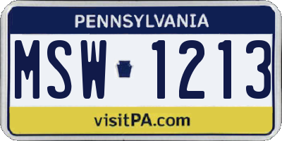 PA license plate MSW1213