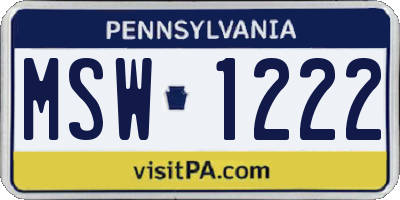 PA license plate MSW1222