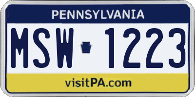 PA license plate MSW1223