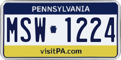 PA license plate MSW1224