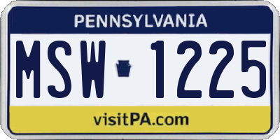 PA license plate MSW1225