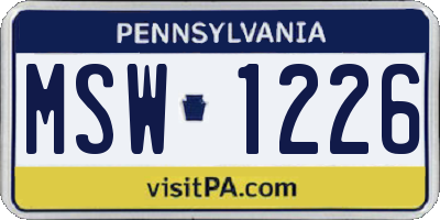 PA license plate MSW1226