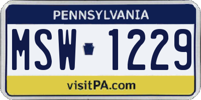 PA license plate MSW1229