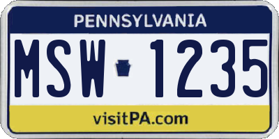 PA license plate MSW1235