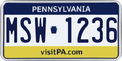 PA license plate MSW1236