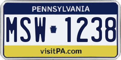 PA license plate MSW1238
