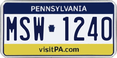 PA license plate MSW1240