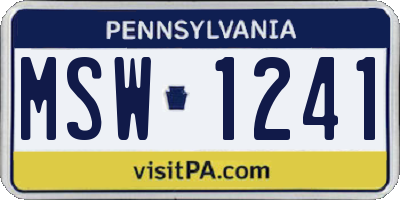 PA license plate MSW1241
