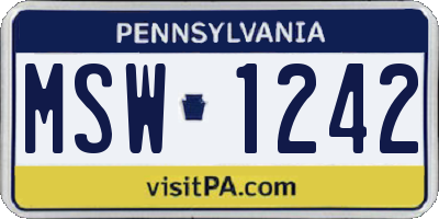 PA license plate MSW1242