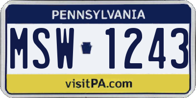 PA license plate MSW1243