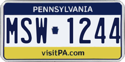 PA license plate MSW1244