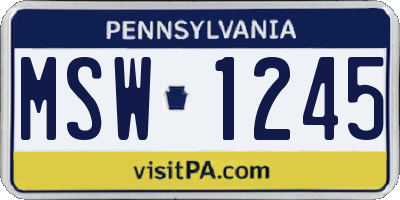 PA license plate MSW1245