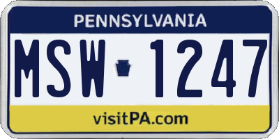 PA license plate MSW1247