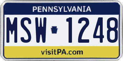 PA license plate MSW1248