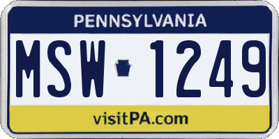 PA license plate MSW1249