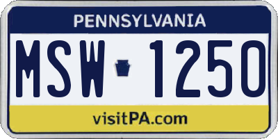 PA license plate MSW1250
