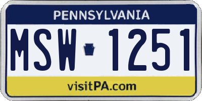 PA license plate MSW1251