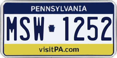 PA license plate MSW1252