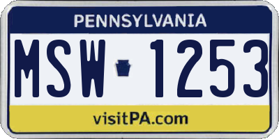 PA license plate MSW1253