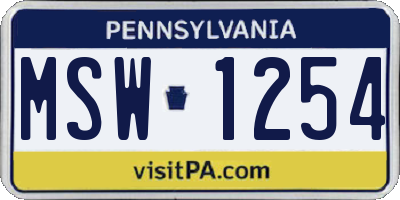 PA license plate MSW1254