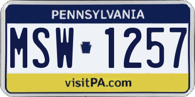 PA license plate MSW1257