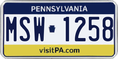 PA license plate MSW1258