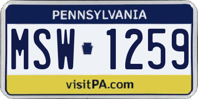 PA license plate MSW1259
