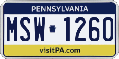 PA license plate MSW1260