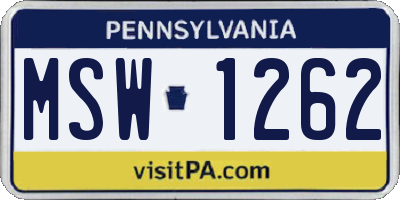 PA license plate MSW1262