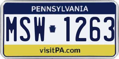 PA license plate MSW1263