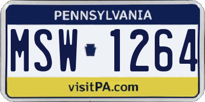 PA license plate MSW1264