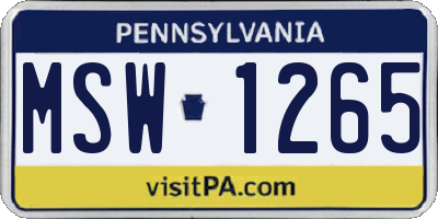 PA license plate MSW1265