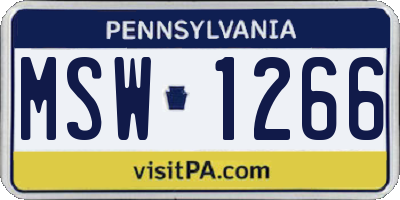 PA license plate MSW1266