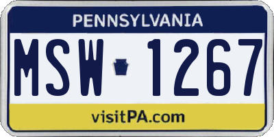 PA license plate MSW1267
