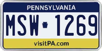 PA license plate MSW1269