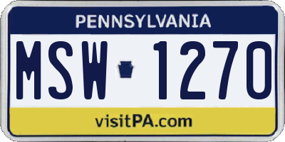 PA license plate MSW1270