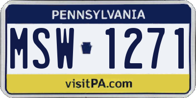PA license plate MSW1271