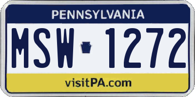 PA license plate MSW1272