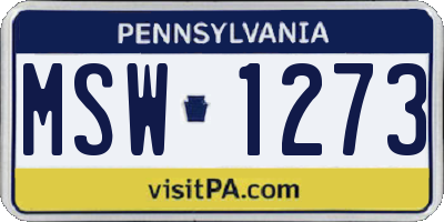 PA license plate MSW1273