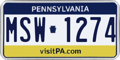 PA license plate MSW1274