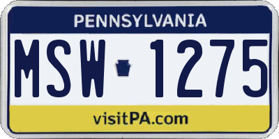PA license plate MSW1275