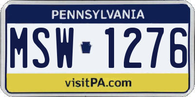 PA license plate MSW1276