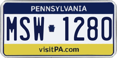 PA license plate MSW1280
