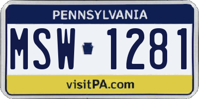 PA license plate MSW1281